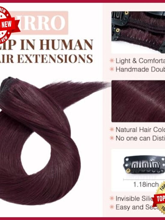 18 Inch Clip In Human Hair Extensions 8 Piece Set 70g Straight